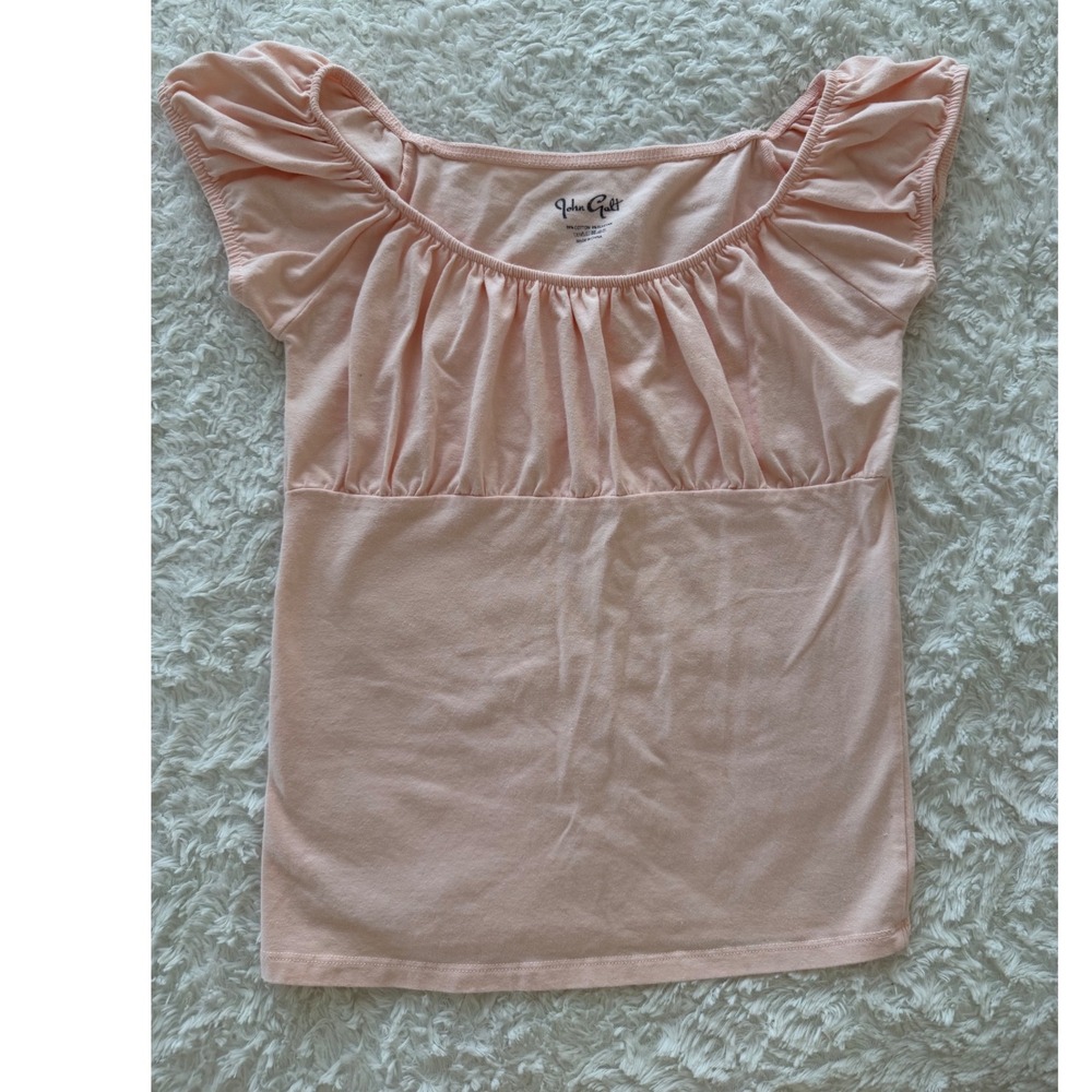 John Galt Top Kids One Size Ruched Bust Cap Sleeve Peach Pink Excellent